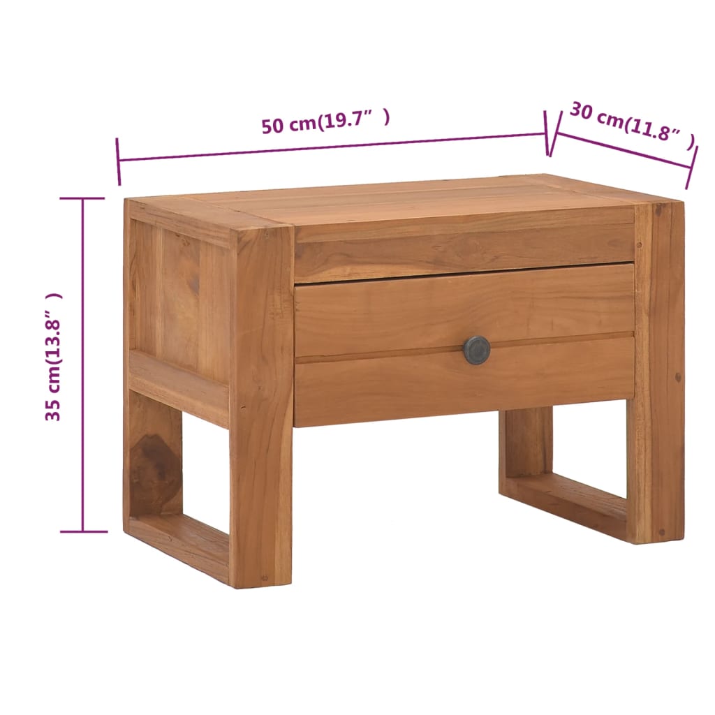 vidaXL Bedside Cabinet 50x30x35 cm Solid Teak Wood