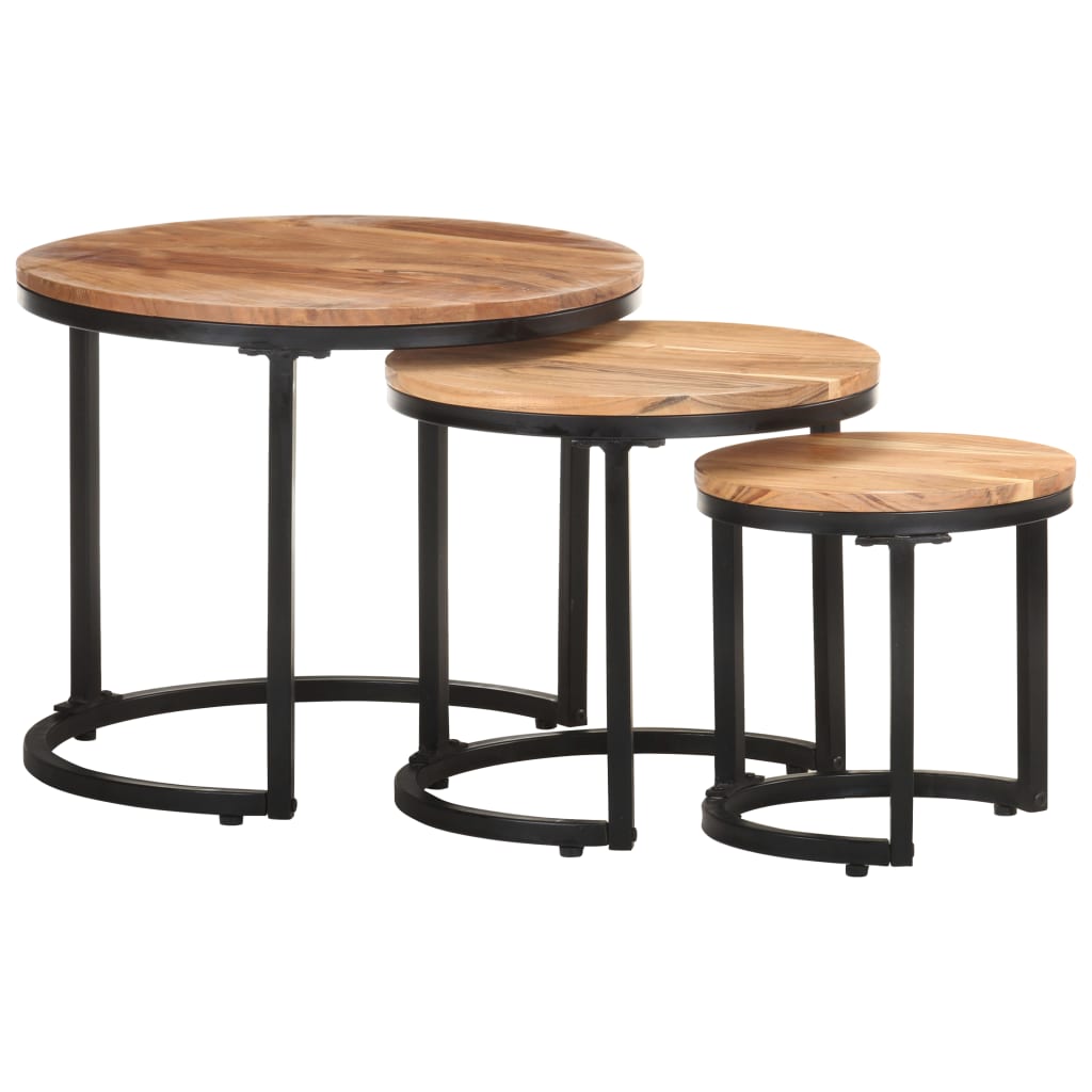 vidaXL Side Tables 3 pcs Solid Acacia Wood