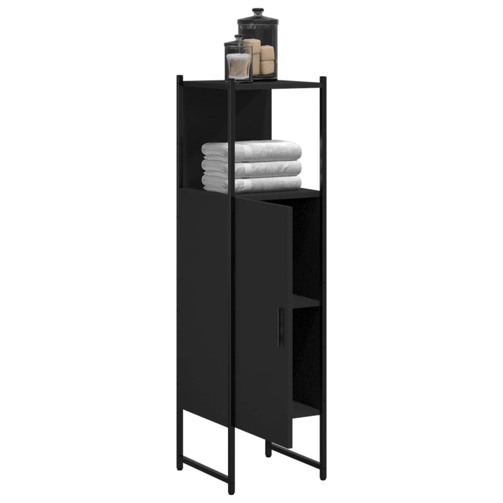vidaXL Bathroom Cabinet Black 33x33x120.5 cm Engineered Wood