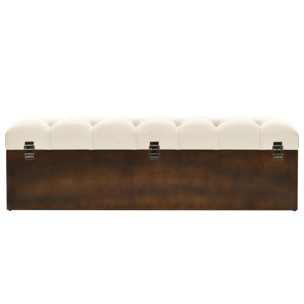 vidaXL Storage Bench 110 cm Cream Solid Wood Fir