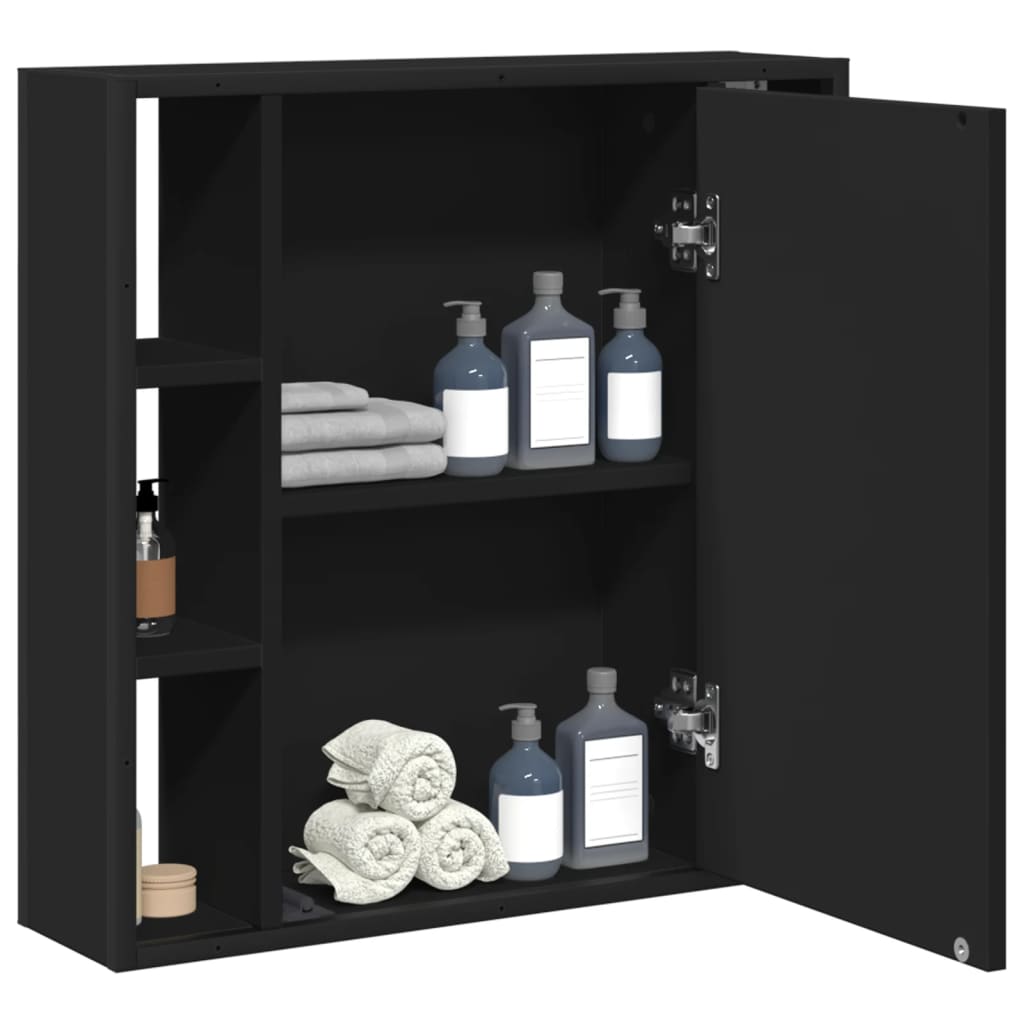 vidaXL Bathroom Mirror Cabinet Black 60x16x60 cm Engineered Wood