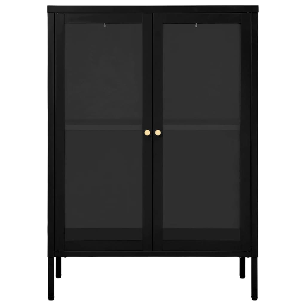 vidaXL Sideboard Black 75x35x105 cm Steel and Glass