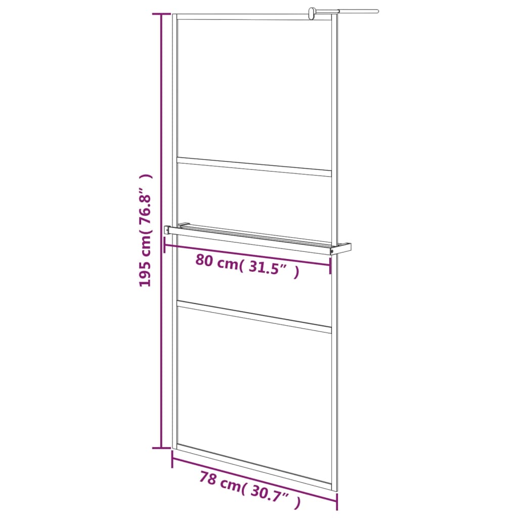 vidaXL Walk-in Shower Wall with Shelf Chrome 80x195 cm ESG Glass&Aluminium