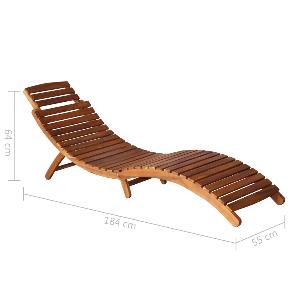 vidaXL Garden Sun Lounger with Table and Cushion Solid Wood Acacia