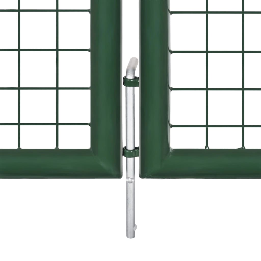 vidaXL Mesh Garden Gate Steel 390x100 cm Green