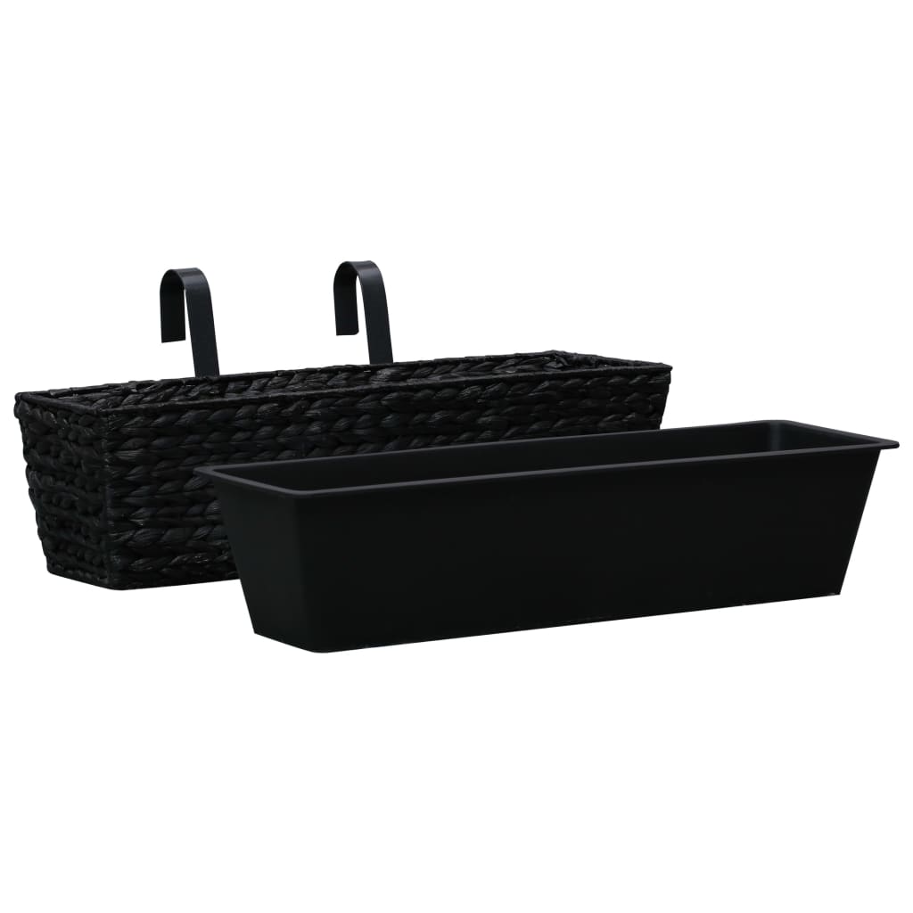 vidaXL Planters 2 pcs Water Hyacinth Black