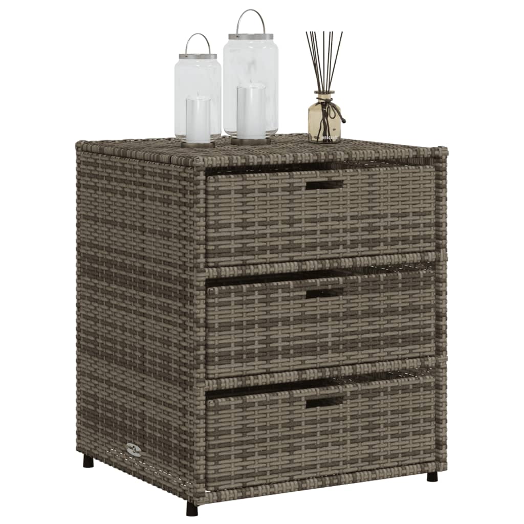 vidaXL Garden Storage Cabinet Grey 55x59x69 cm Poly Rattan