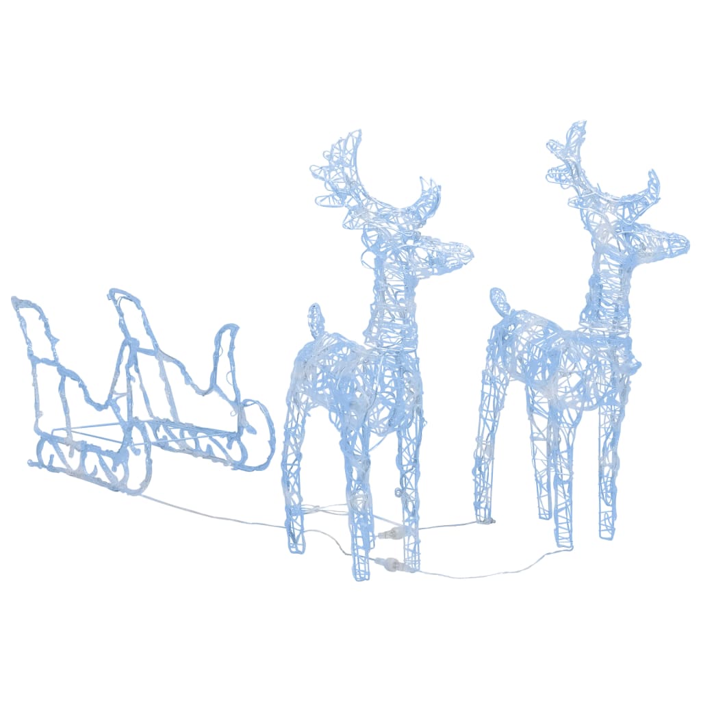 vidaXL Reindeers & Sleigh Christmas Decoration 160 LEDs 130 cm Acrylic