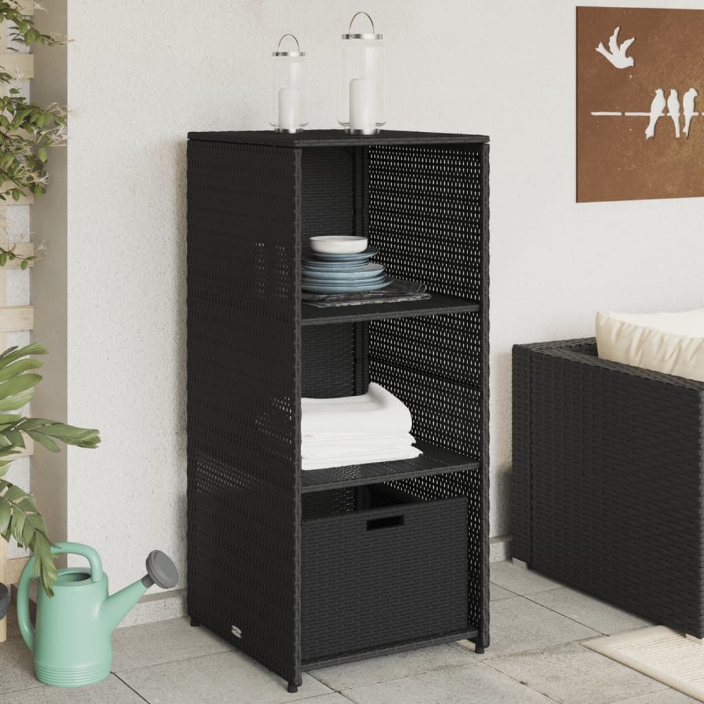 vidaXL Garden Storage Cabinet Black 50x55x115 cm Poly Rattan