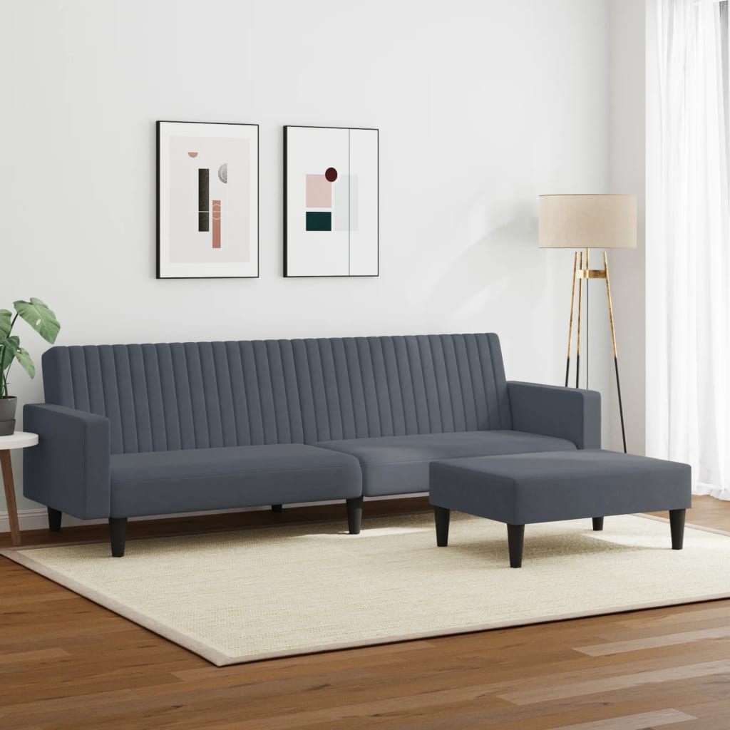 vidaXL 2 Piece Sofa Set Dark Grey Velvet