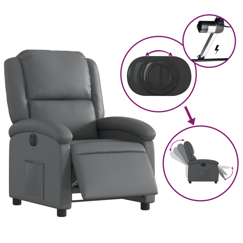 vidaXL Electric Recliner Chair Grey Faux Leather