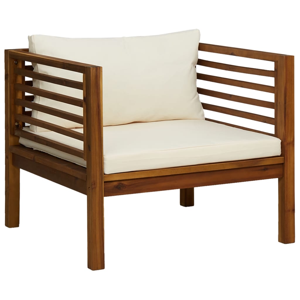vidaXL 2 Piece Garden Sofa Set with Cream White Cushions Acacia Wood