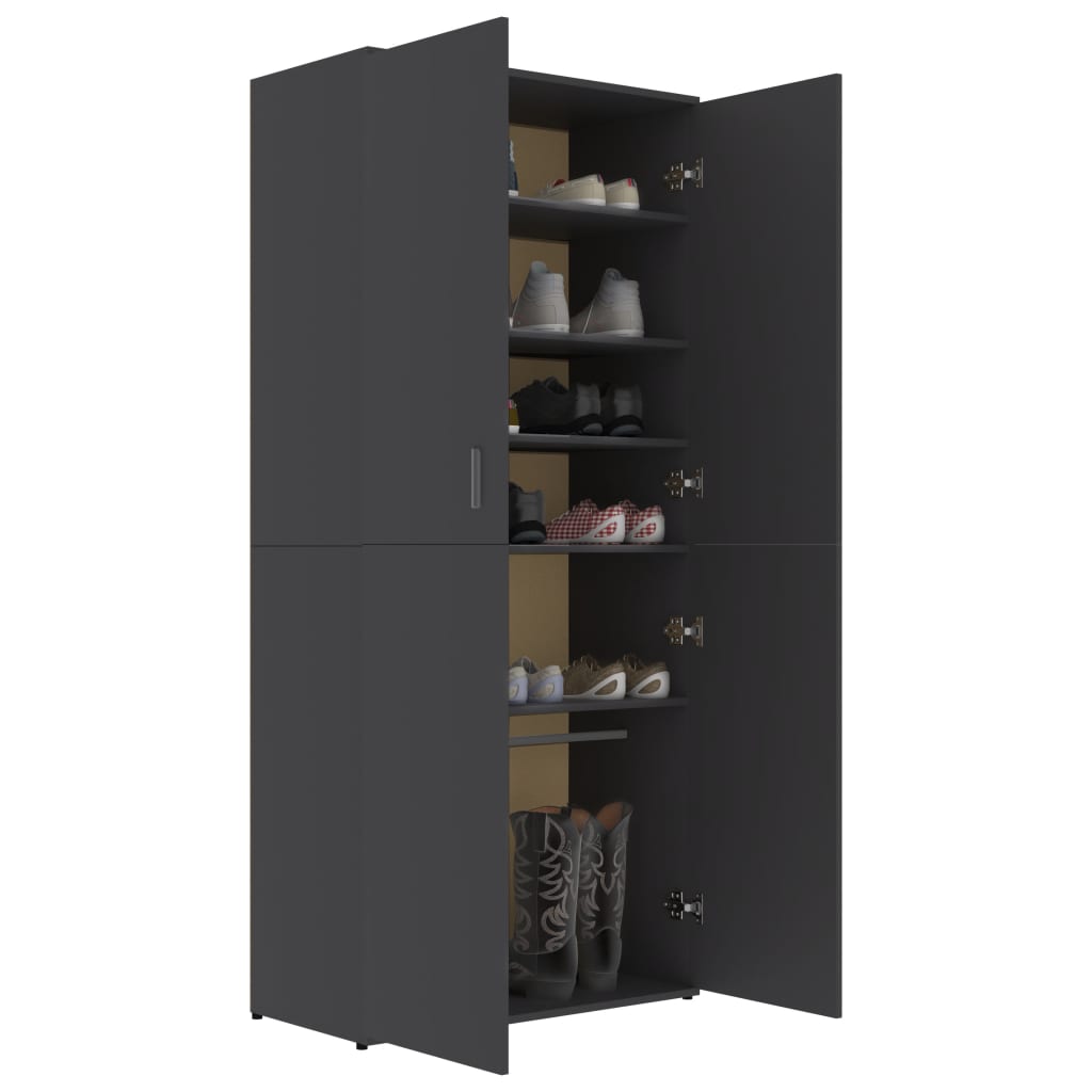 vidaXL Shoe Cabinet Grey 80x39x178 cm Engineered Wood