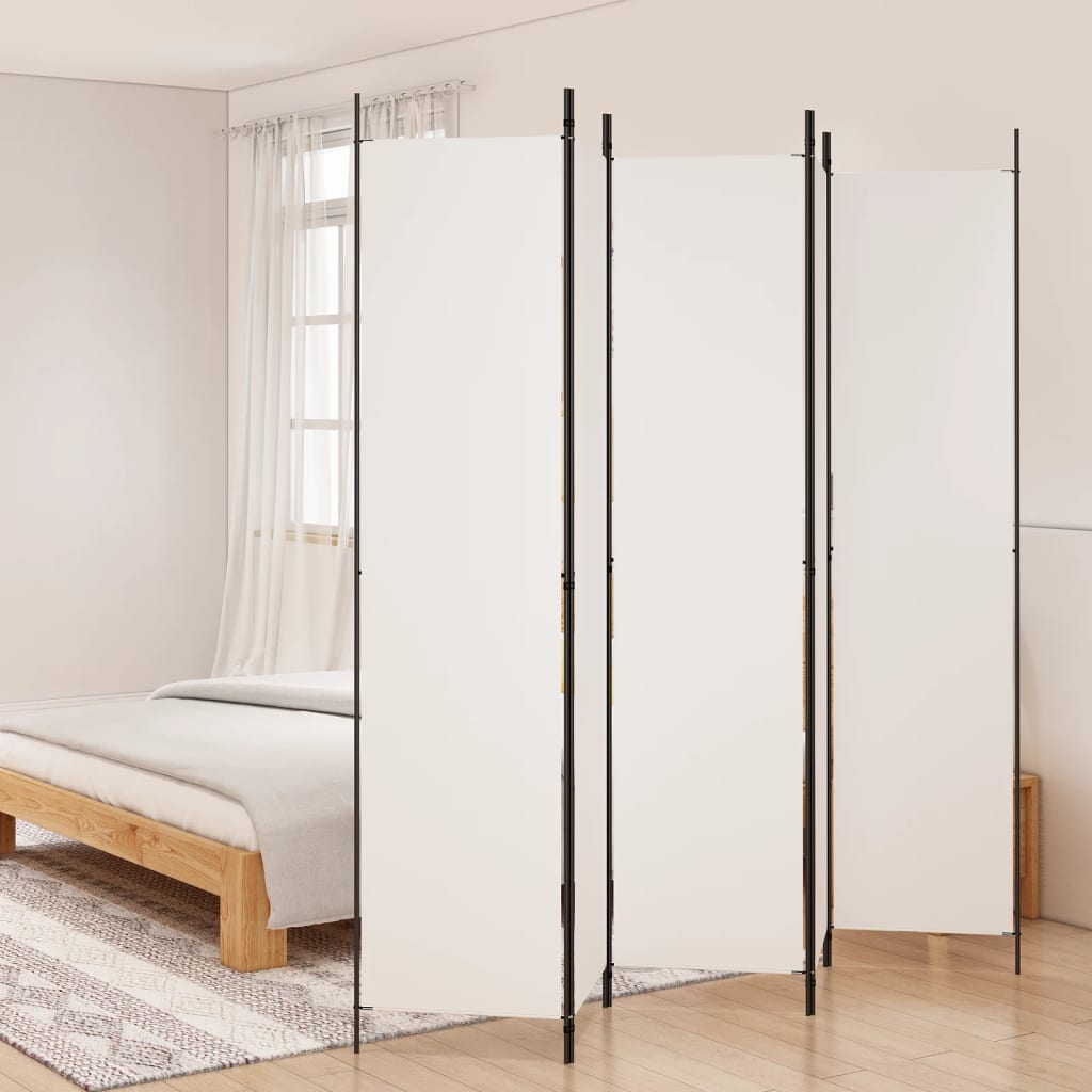 vidaXL 5-Panel Room Divider White 250x220 cm Fabric