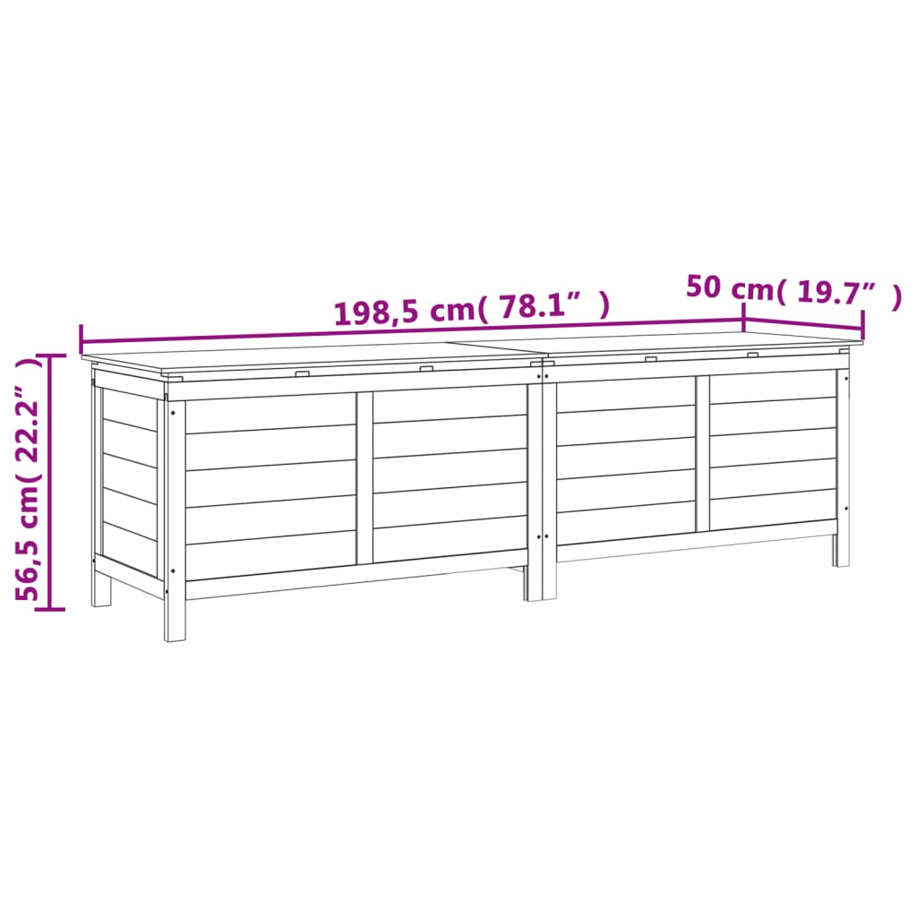 vidaXL Garden Storage Box White 198.5x50x56.5 cm Solid Wood Fir