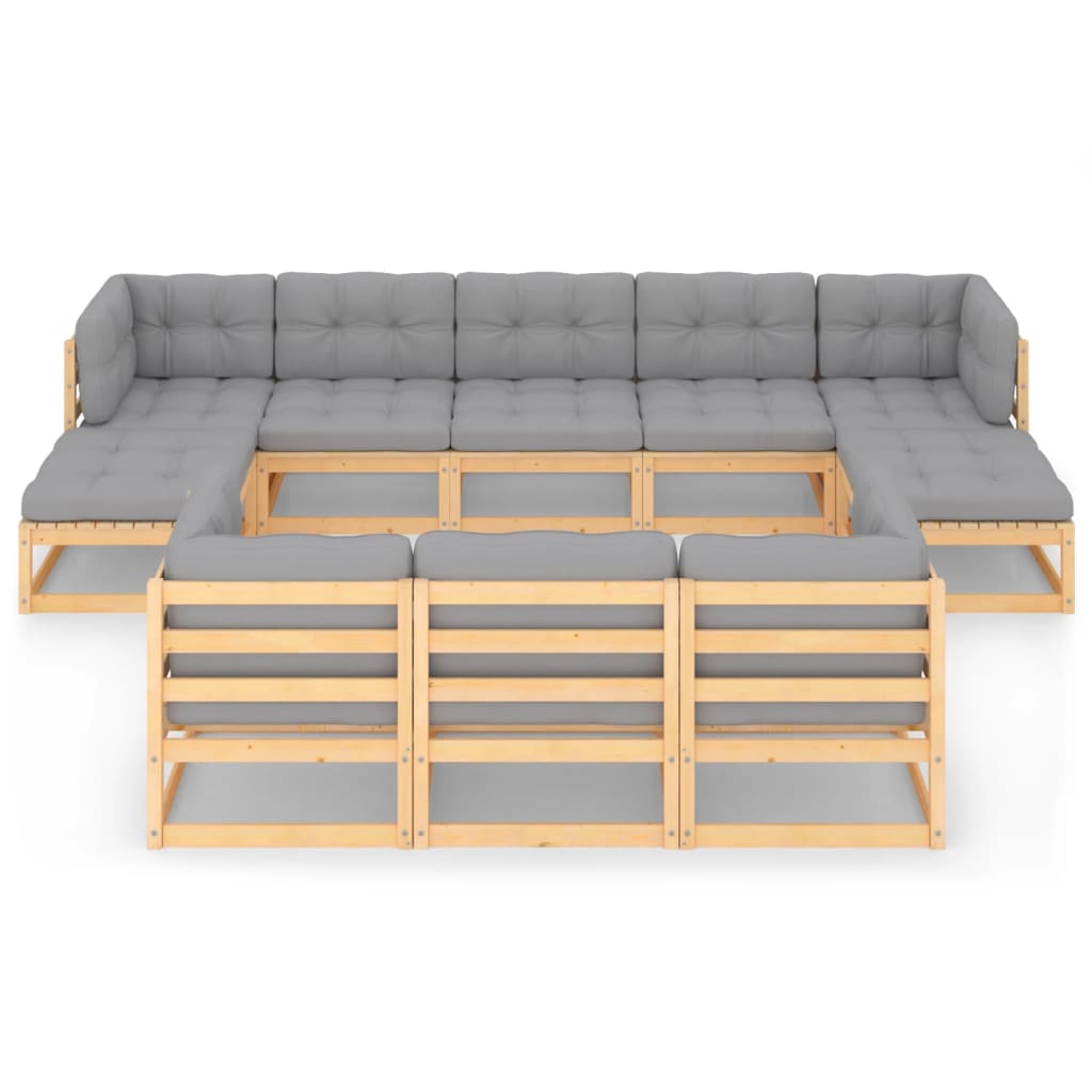vidaXL 10 Piece Garden Lounge Set with Cushions Solid Pinewood