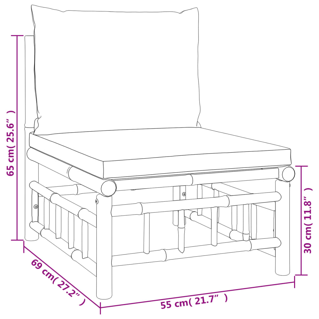 vidaXL 5 Piece Garden Lounge Set with Dark Grey Cushions Bamboo