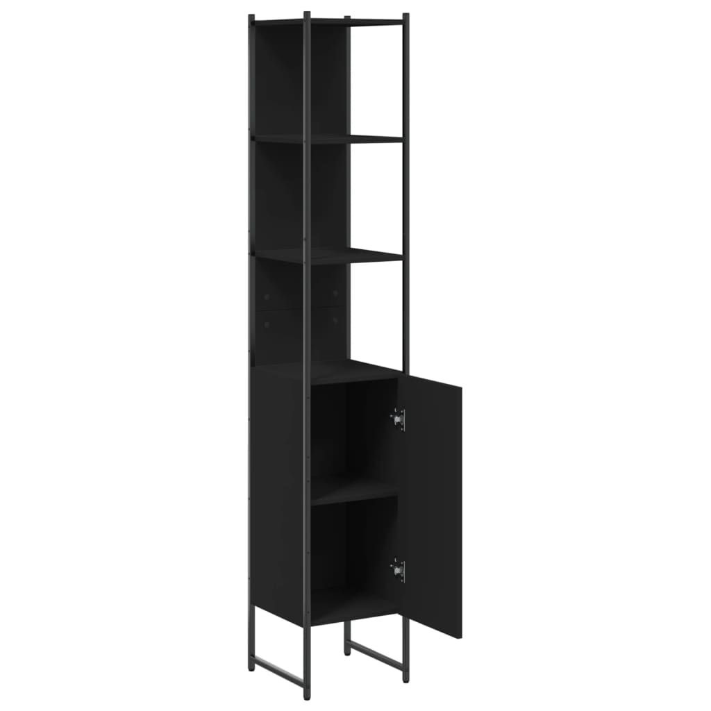 vidaXL Bathroom Cabinet Black 33x33x185.5 cm Engineered Wood