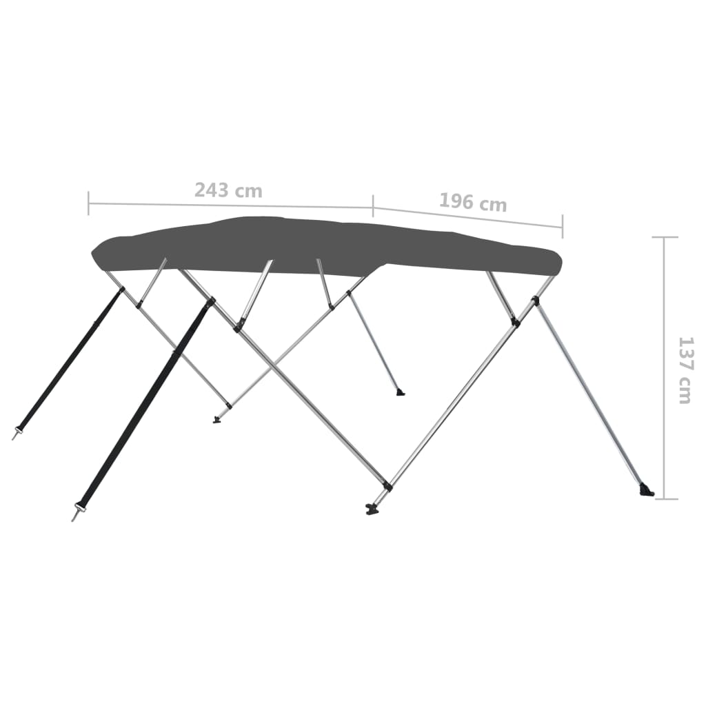 vidaXL 4 Bow Bimini Top Anthracite 243x196x137 cm