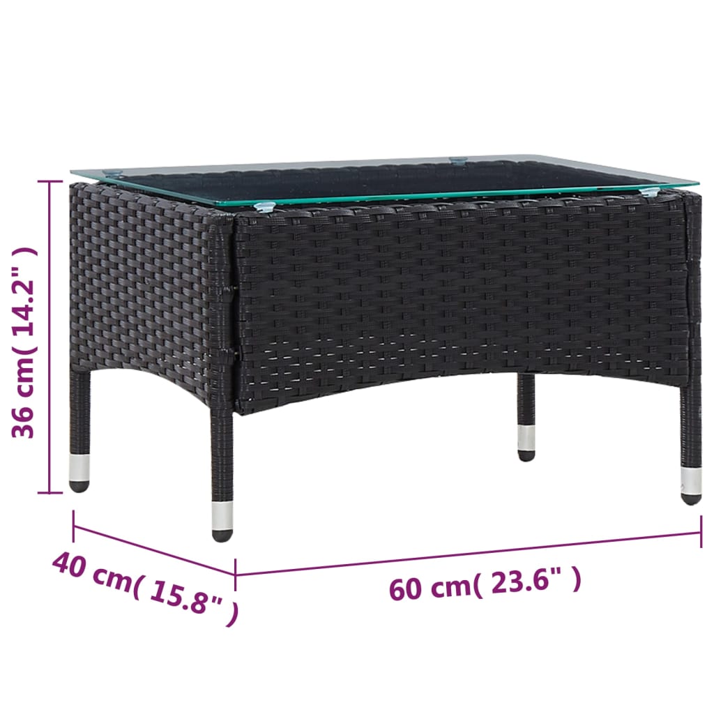 vidaXL 5 Piece Garden Lounge Set With Cushions Poly Rattan Black