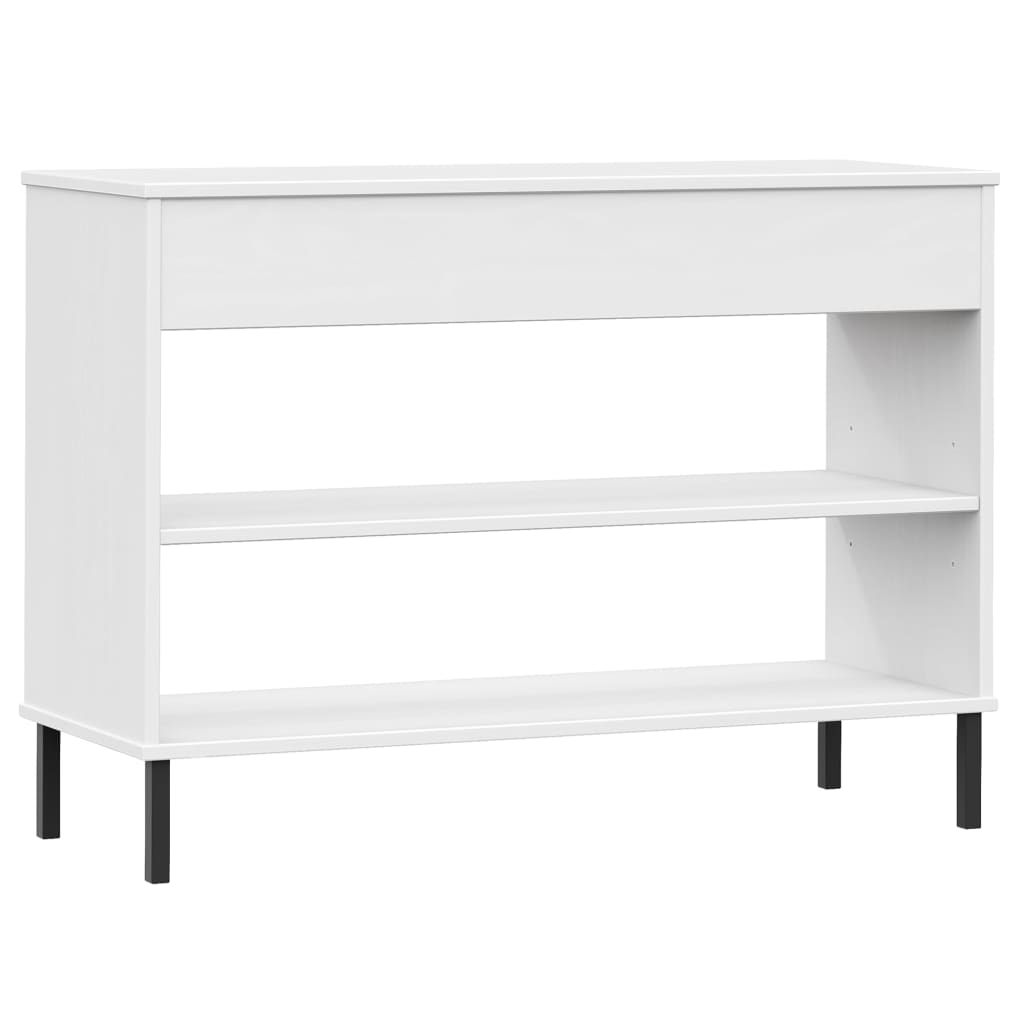 vidaXL Console Cabinet with Metal Legs White Solid Wood Pine OSLO