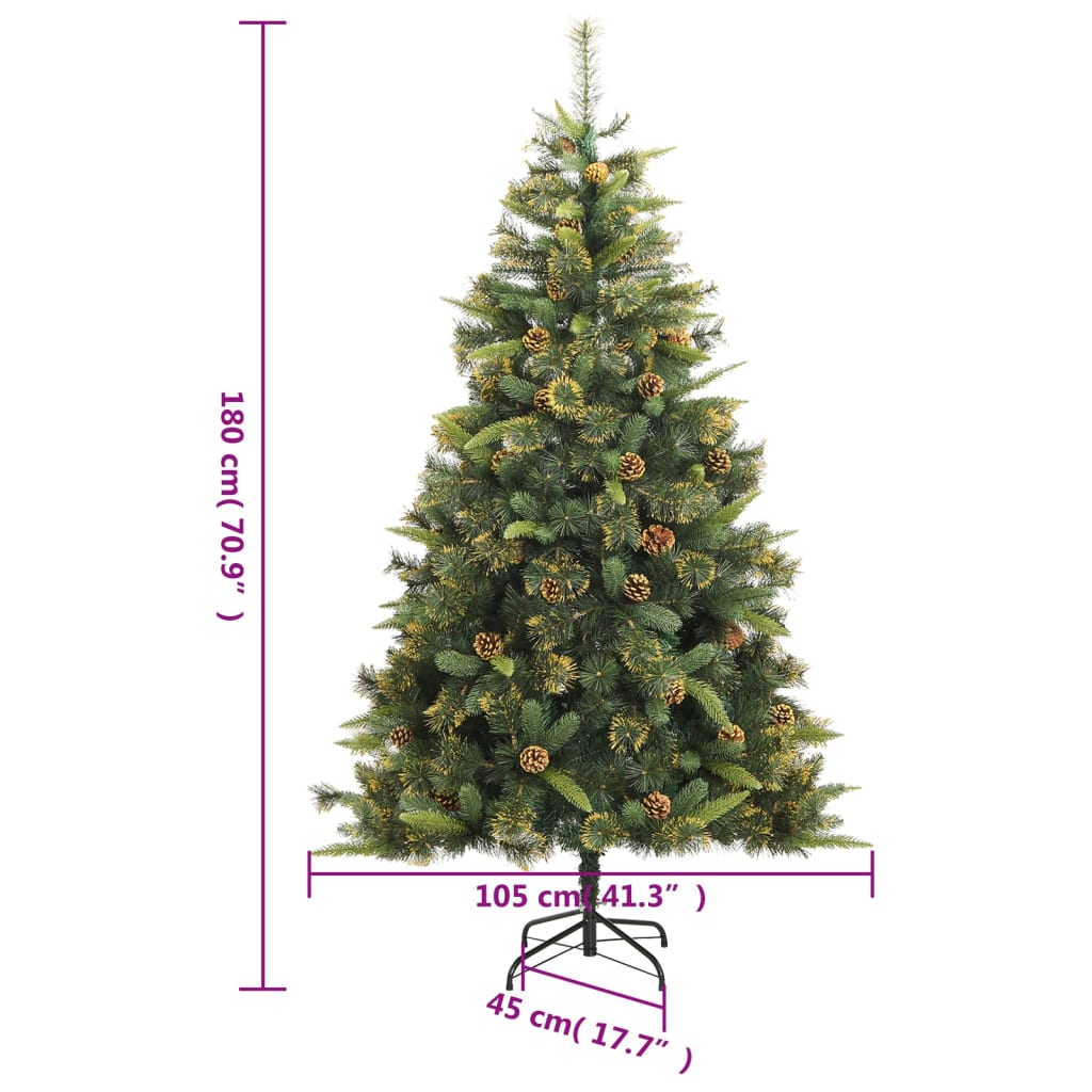 vidaXL Artificial Hinged Christmas Tree 300 LEDs 180 cm