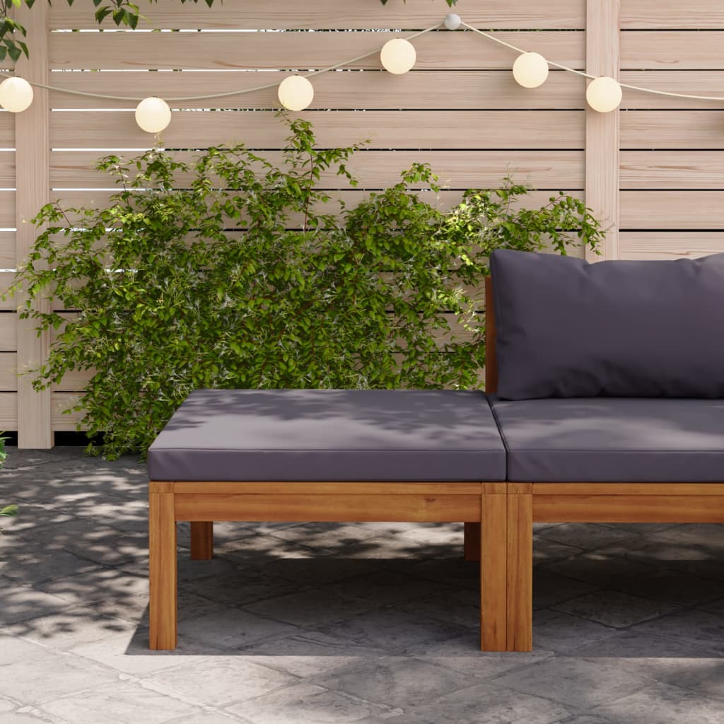 vidaXL Footrest with Dark Grey Cushion Solid Acacia Wood