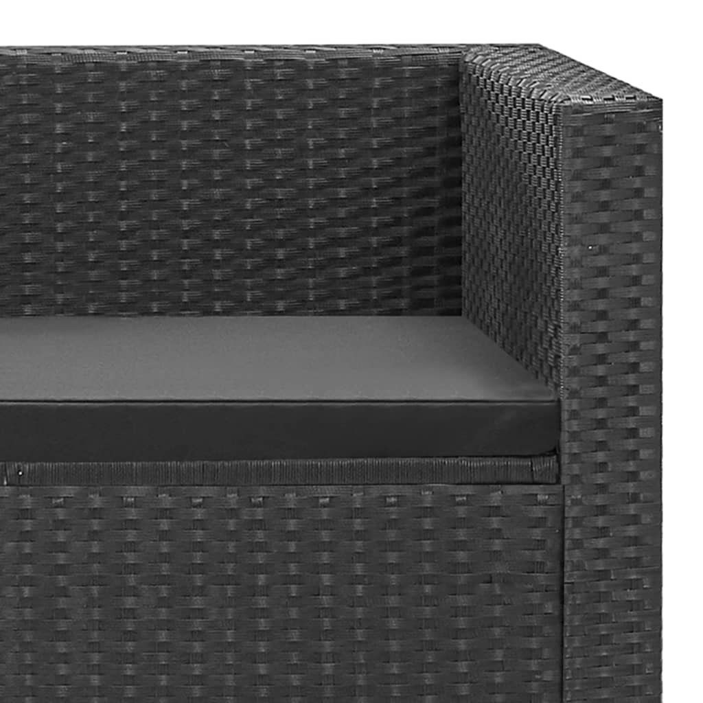 vidaXL 4 Piece Garden Lounge Set Black with Cushions Poly Rattan