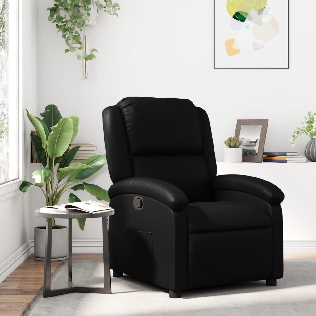 vidaXL Recliner Chair Black Faux Leather