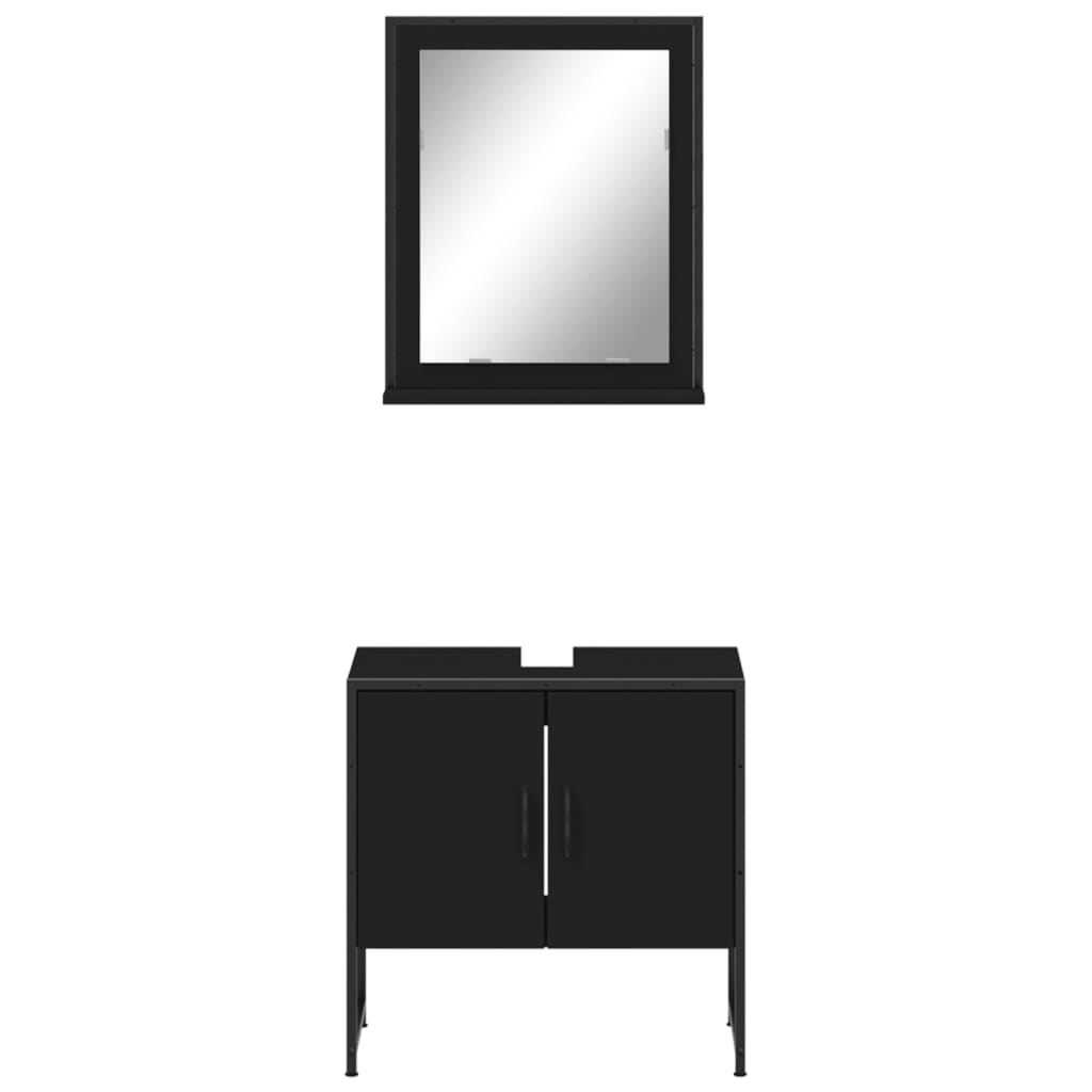 vidaXL 2 Piece Bathroom Cabinet Set Black Engineered Wood