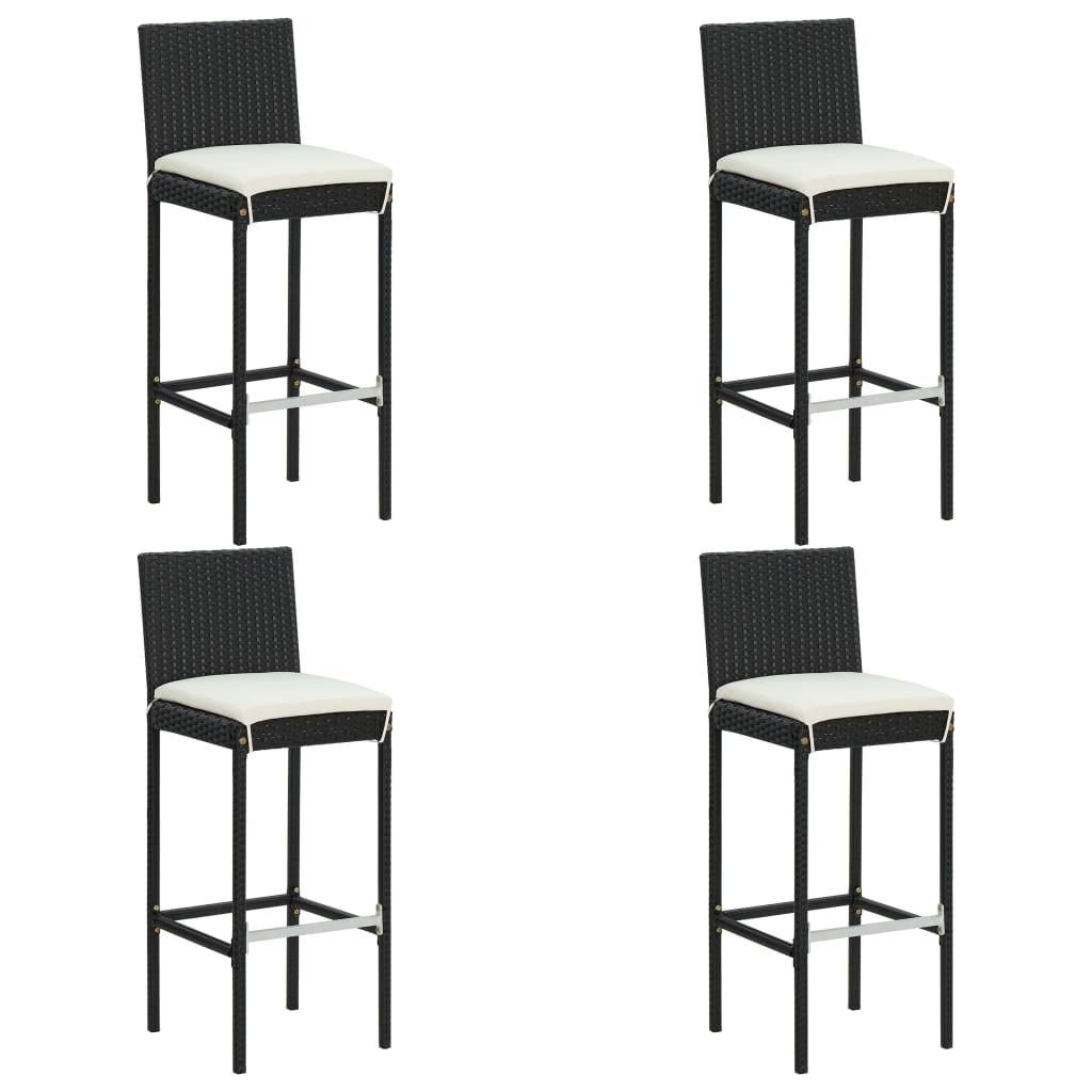 vidaXL 5 Piece Garden Bar Set with Cushions Black