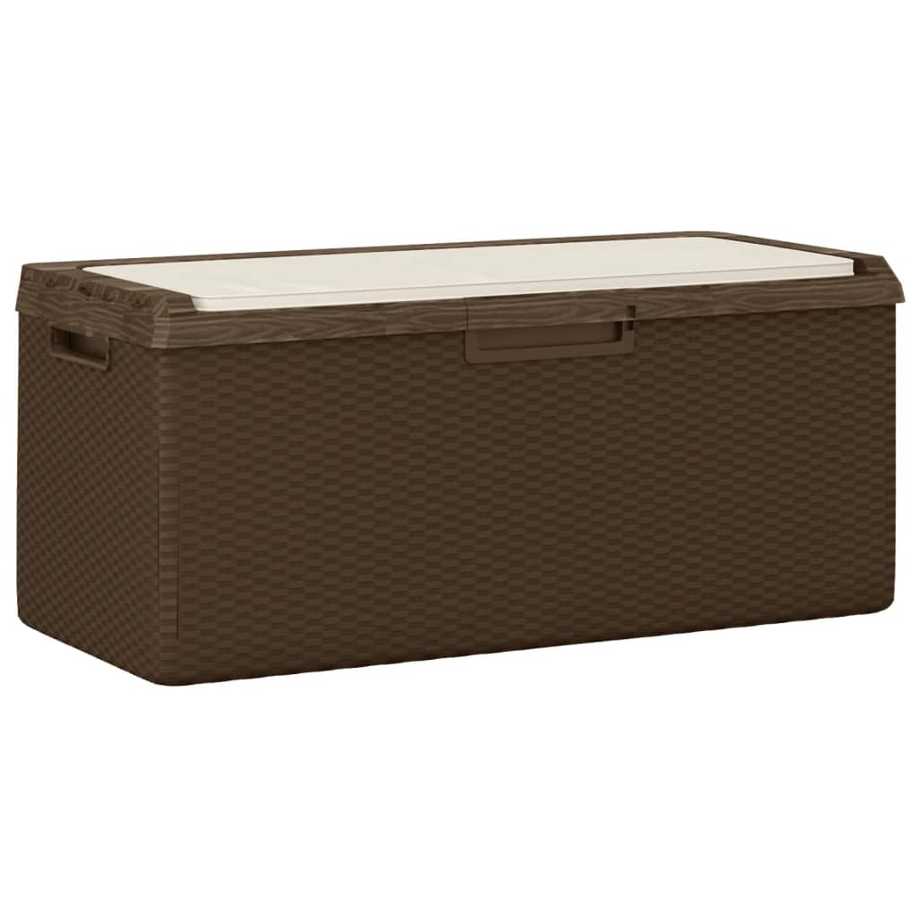 vidaXL Garden Storage Box with Seat Cushion Brown 350 L PP