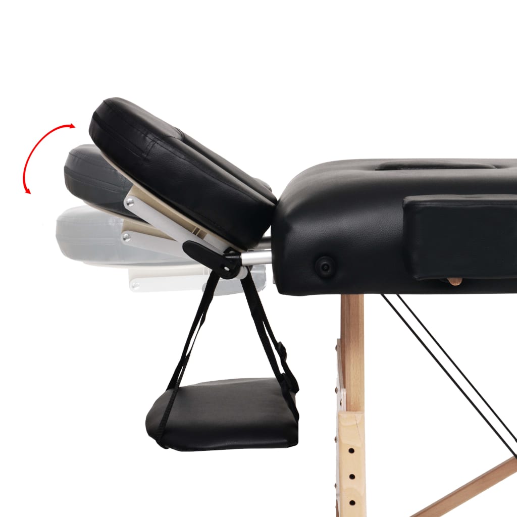 vidaXL 3-Zone Folding Massage Table 10 cm Thick Black