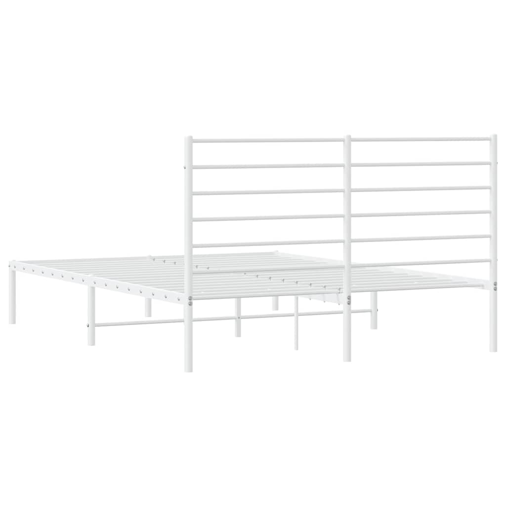 vidaXL Metal Bed Frame without Mattress with Headboard White 150x200cm