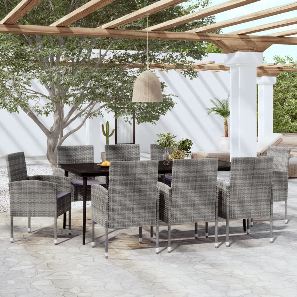 vidaXL 9 Piece Garden Dining Set Anthracite