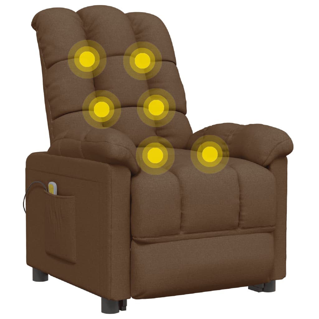 vidaXL Massage Recliner Brown Fabric