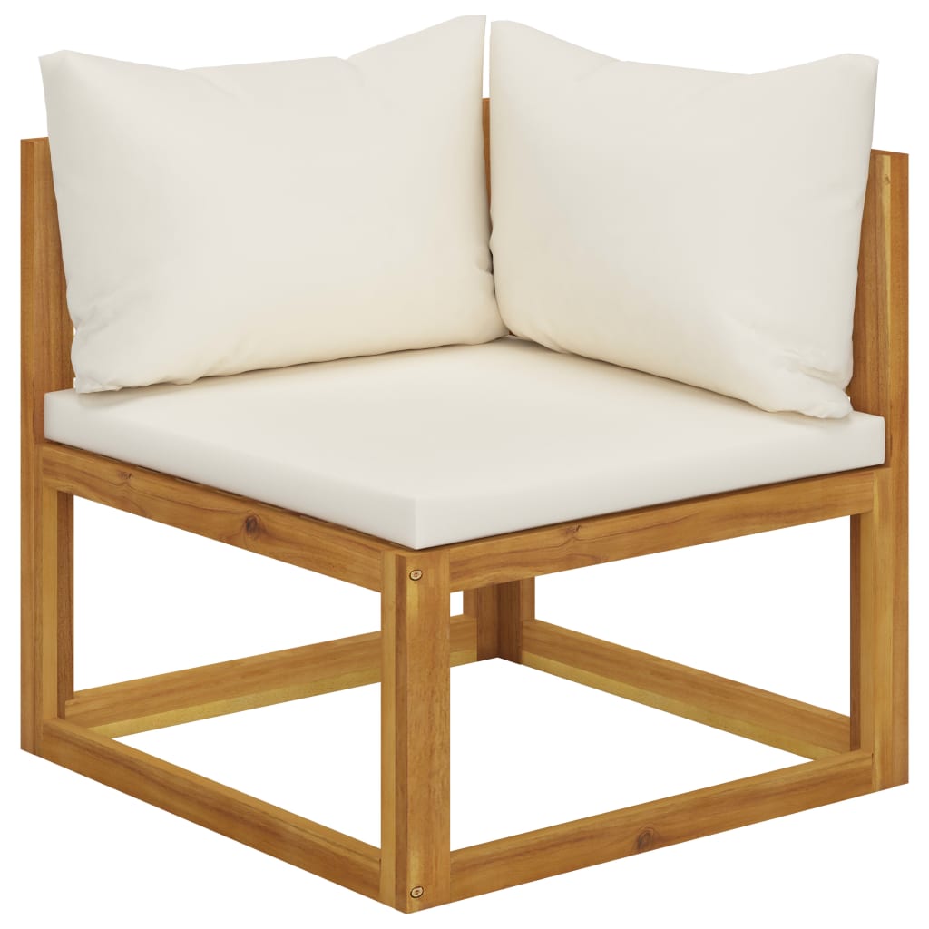 vidaXL 7 Piece Garden Lounge Set with Cushion Cream Solid Acacia Wood