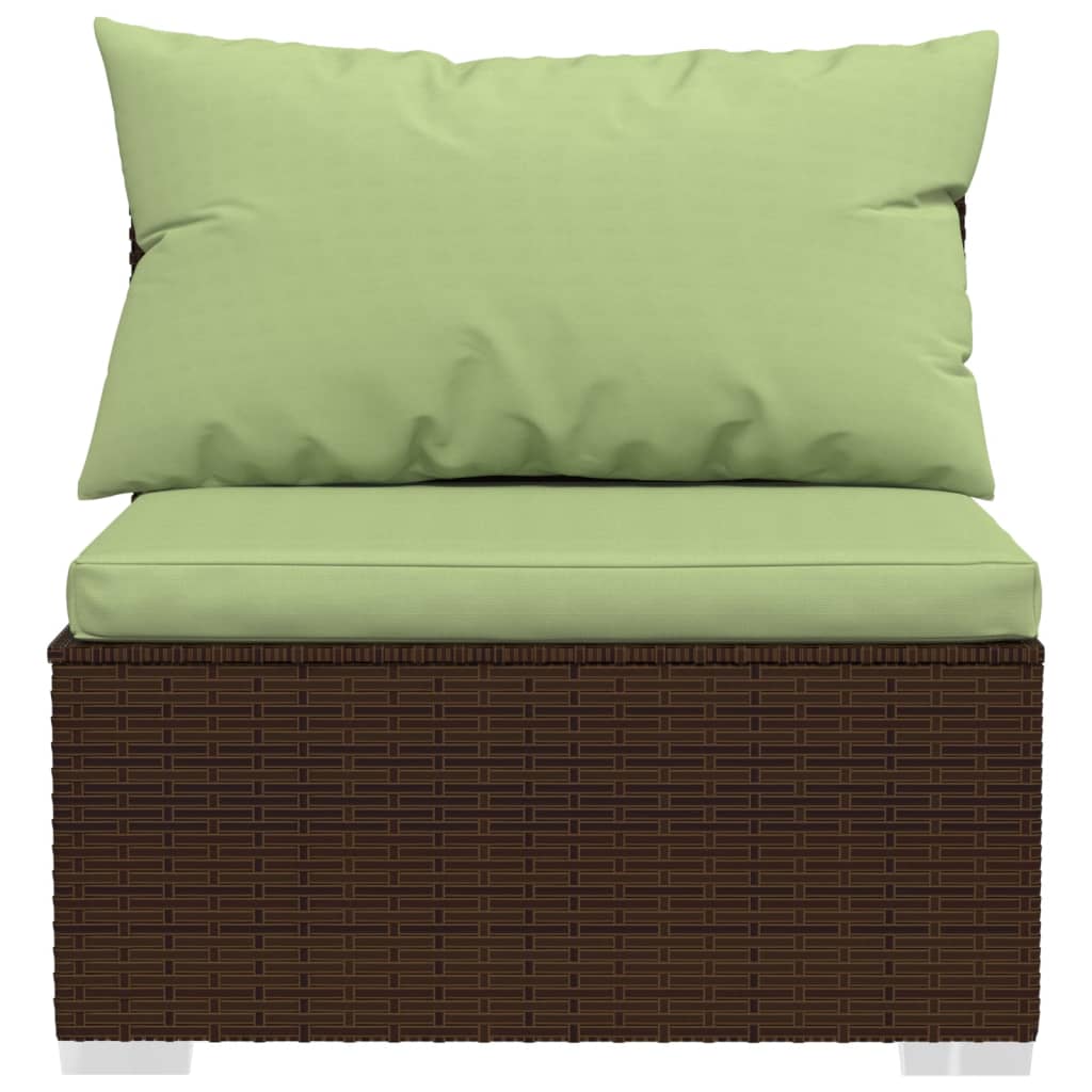 vidaXL 8 Piece Garden Lounge Set with Cushions Poly Rattan Brown