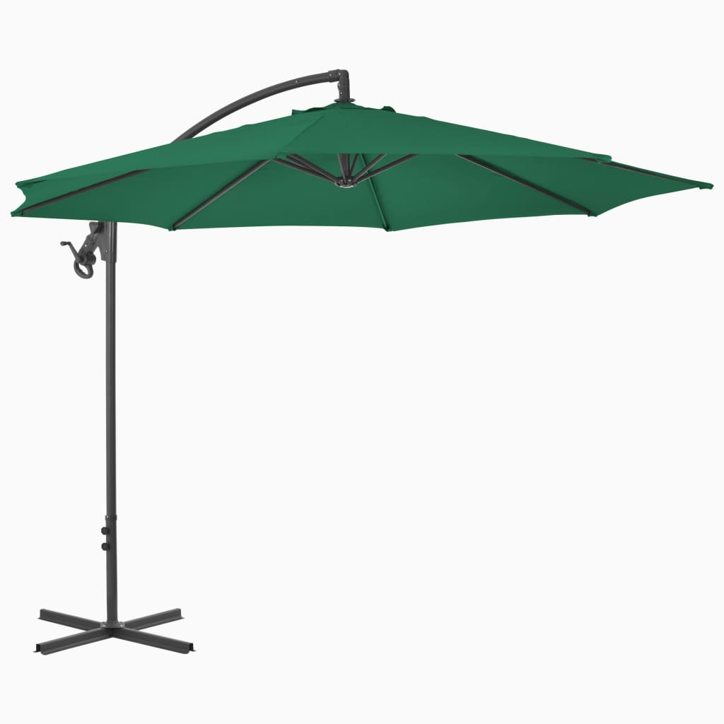 vidaXL Cantilever Garden Parasol with Steel Pole 300 cm Green