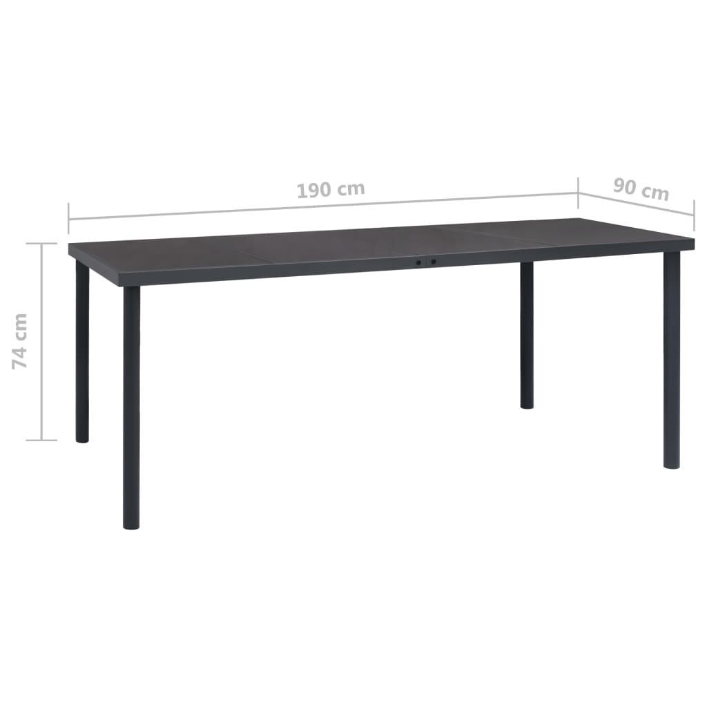 vidaXL Outdoor Dining Table Anthracite 190x90x74 cm Steel