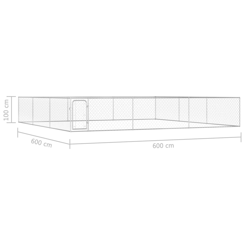 vidaXL Outdoor Dog Kennel Galvanised Steel 6x6x1 m