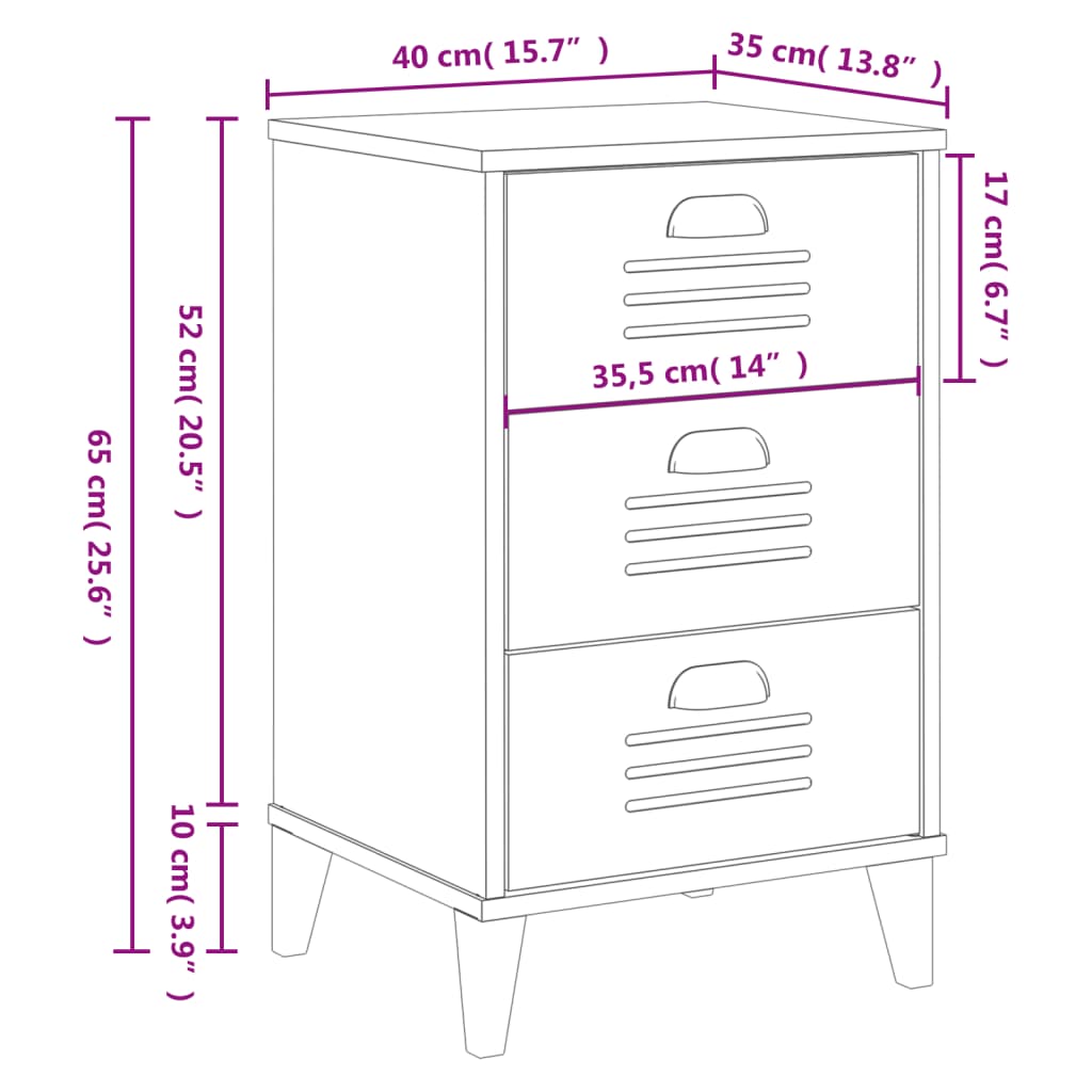 vidaXL Bedside Cabinet VIKEN Anthracite Grey Engineered Wood