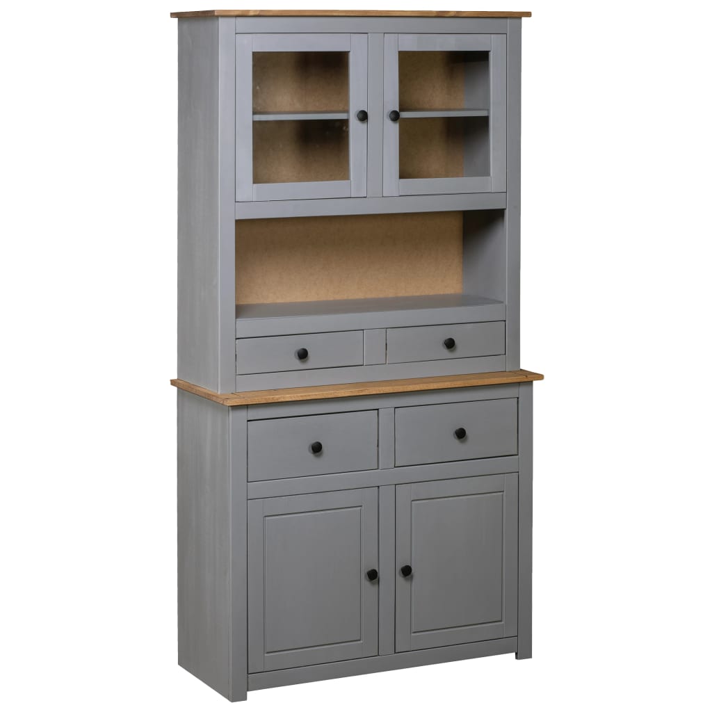 vidaXL Highboard Grey 93x40.5x180 cm Solid Pine Panama Range