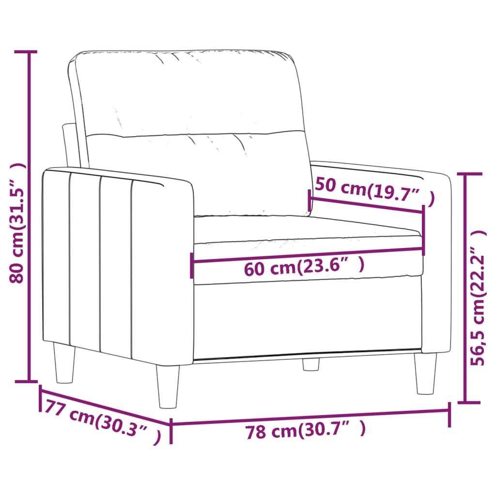 vidaXL Sofa Chair Light Grey 60 cm Fabric