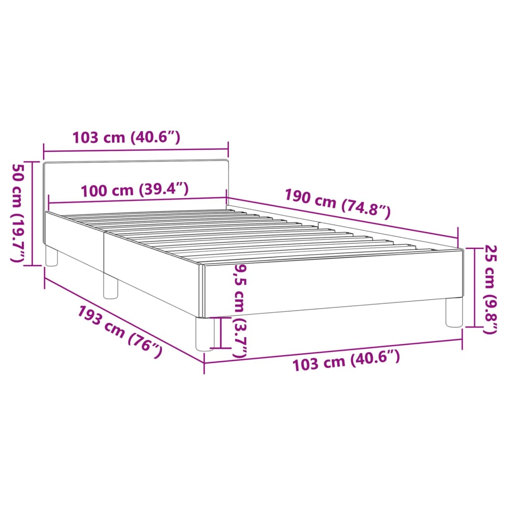 vidaXL Bed Frame without Mattress Dark Grey Twin Fabric