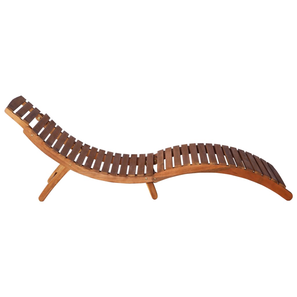 vidaXL Sunlounger with Table Solid Acacia Wood Brown