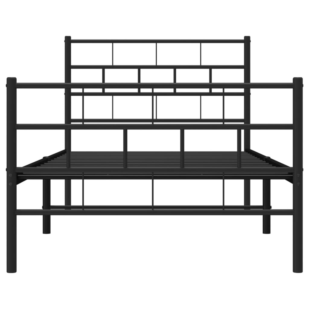 vidaXL Metal Bed Frame without Mattress with Footboard Black 100x190 cm