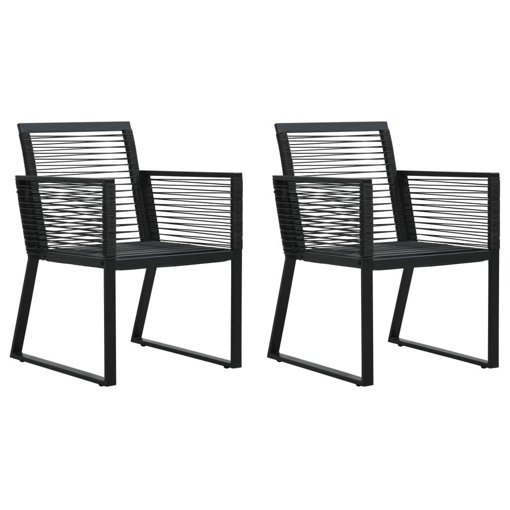 vidaXL Garden Chairs 2 pcs Black PVC Rattan