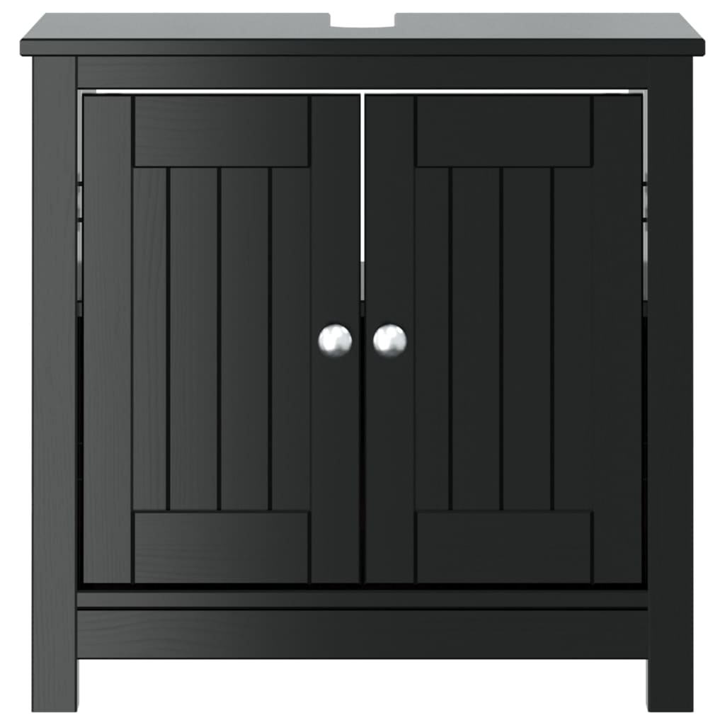 vidaXL Bathroom Sink Cabinet BERG Black 60x34x59 cm Solid Wood Pine