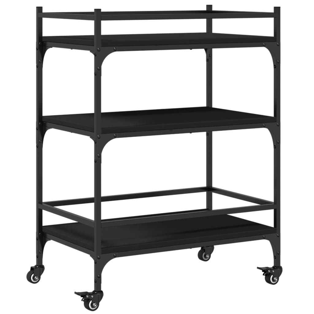 vidaXL Kitchen Trolley Black 65x40x86.5 cm Engineered Wood